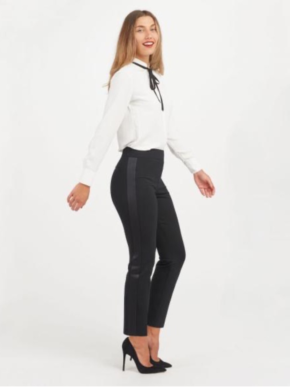 SPANX The Perfect Black Straight Leg Pant - Tuxedo Stripe Size XL High Rise
